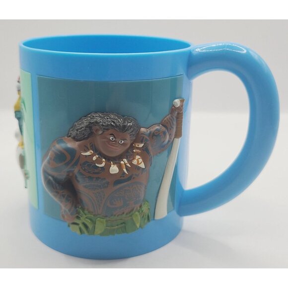 Disney Moana Blue 3D Character Mug Featuring Moana, Maui, Pua & Hei Hei - Picture 4 of 8